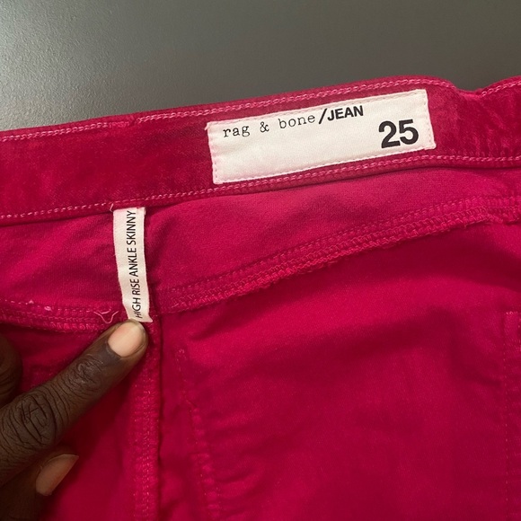 Rag & Bone Women High Rise Red Velvet Skinny Jeans size 25.Excellent Condition - Picture 11 of 13